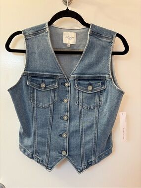 HIDDEN•ABBEY Medium Dark WASH Fitted Denim Vest NWT PTP (Small Size) PTP 18-20